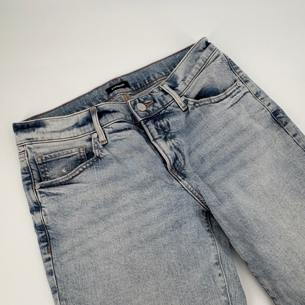 Express Women's Boot Low Rise Jeans Light Wash Distressed Size 6R